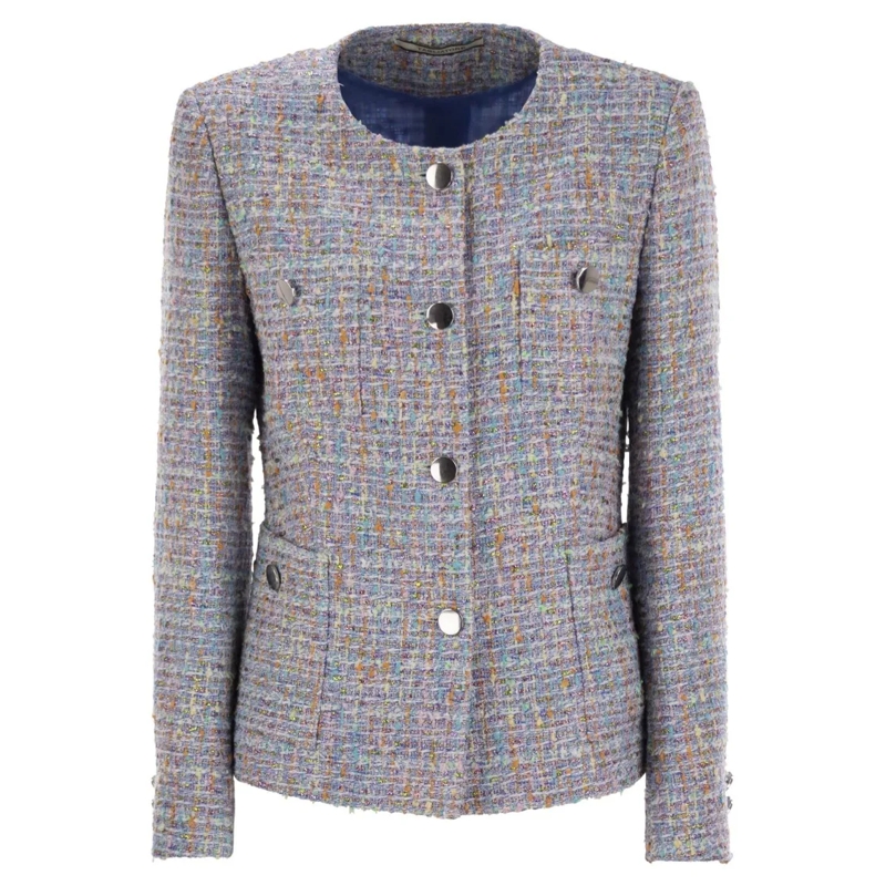 Tagliatore Blazer Crew-Neck Jacket With Front Pockets Blue