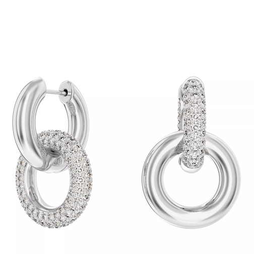 Swarovski Dextera hoop earrings, Asymmetrical design, Interl White Hoop