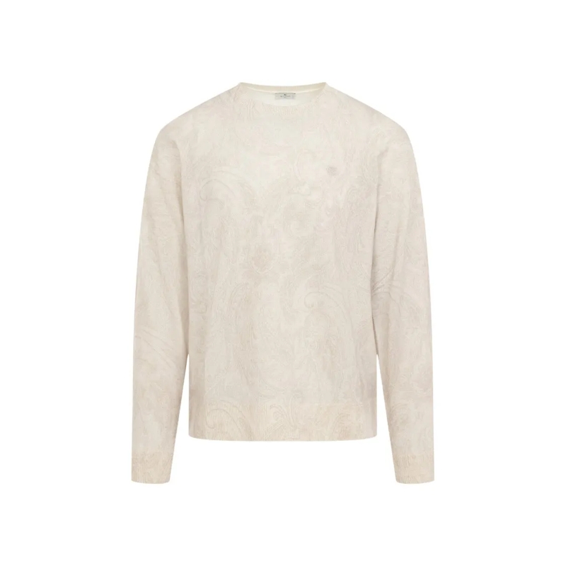 Etro Pull Wool Sweater With Paisley Pattern And Design Neutrals
