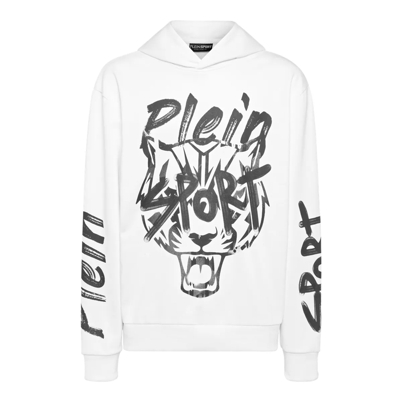Plein Sport Top Kapuzen-Sweatshirt weiss