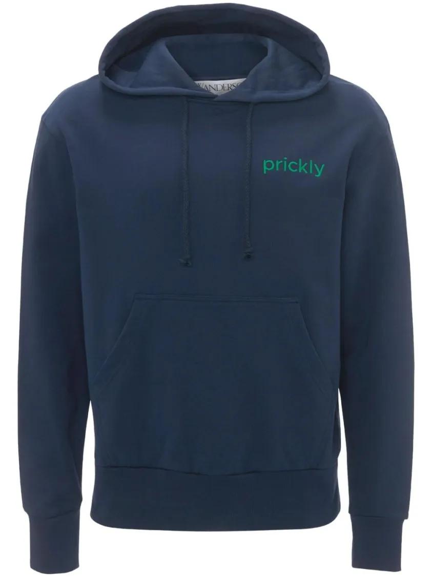 Thumbnail - J.W.Anderson - Prickly Slogan-Print Hoodie - Größe S - blau