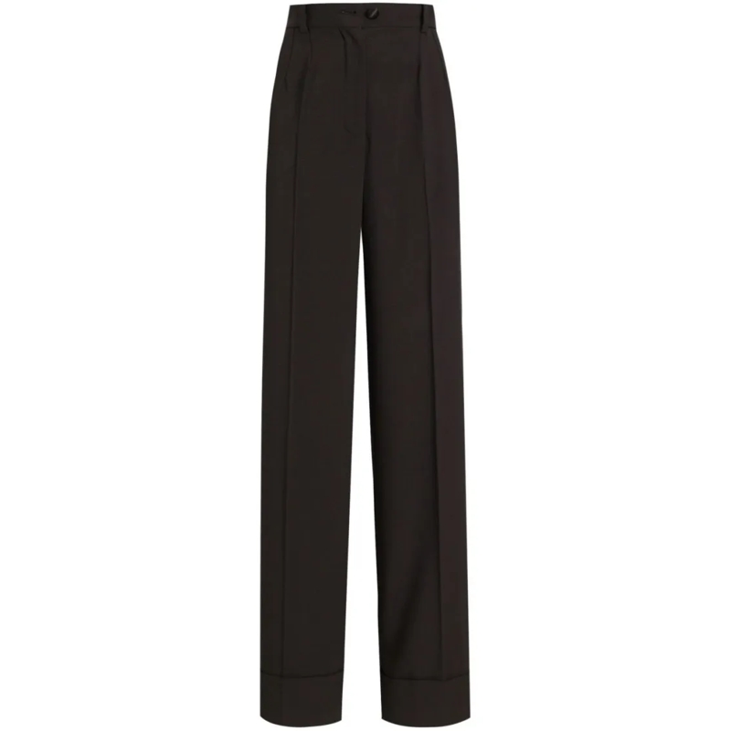 Dolce&Gabbana  High-Waisted Flare Trousers With Pleated Front Black