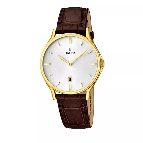Festina Classics Leather Watch Bracelet Yellow gold Quartz Horloge