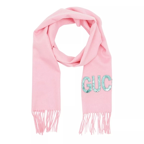 Gucci Guccy Printed Scarf Pink/Green Kasjmier Sjaal
