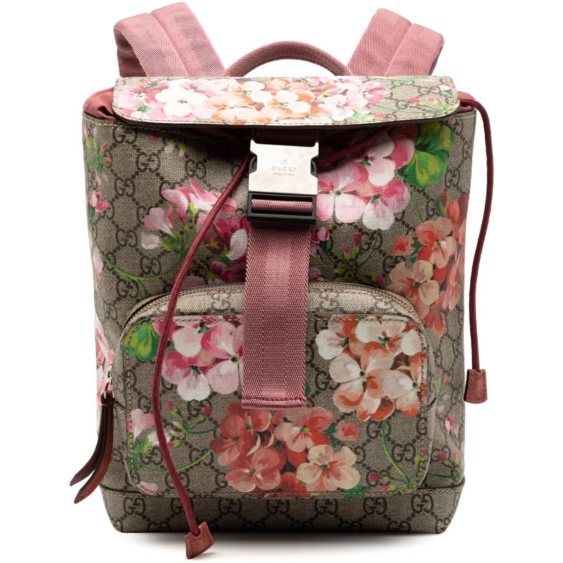 Gucci Rucksack Small GG Supreme Blooms Single Buckle Backpack braun
