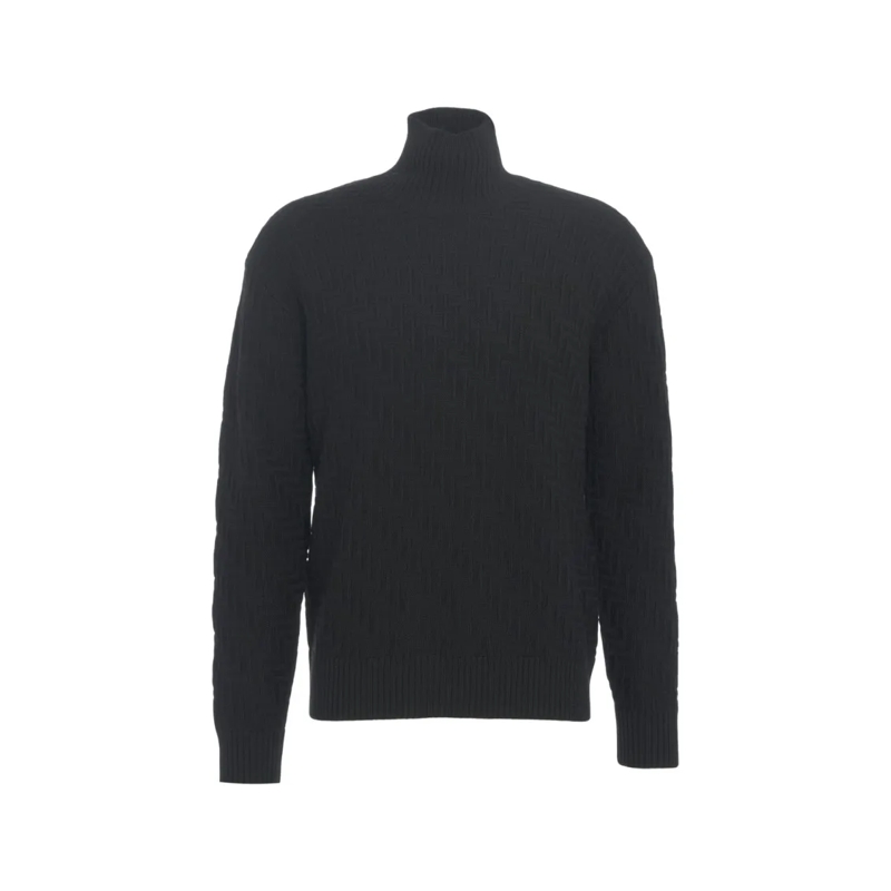 Paolo Pecora Pullover High-Neck Textured Knit Pullover Black