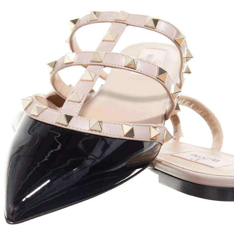 Valentino Garavani Mules Rockstud Flat Mules  Black Pink(Image 3)