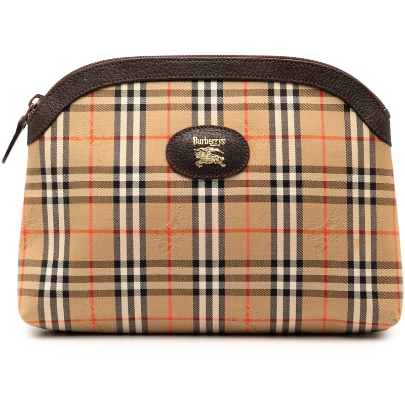 Burberry Necessaire House Check Coated Canvas Pouch braun