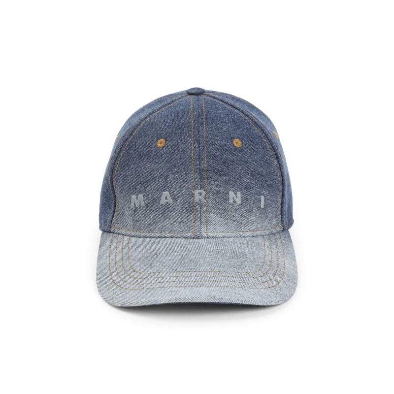 Marni Hoed Gradient Blue Denim Baseball Cap With Embroidered  Blue