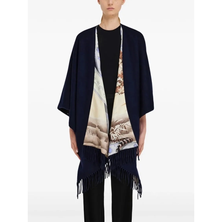 Salvatore Ferragamo Poncho Graphic Print Reversible Multicolored Multicolor Umhang