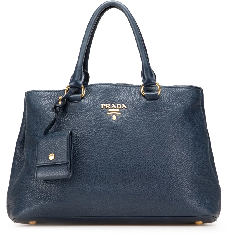 Prada Schultertasche Vitello Daino Open Convertible Tote blau