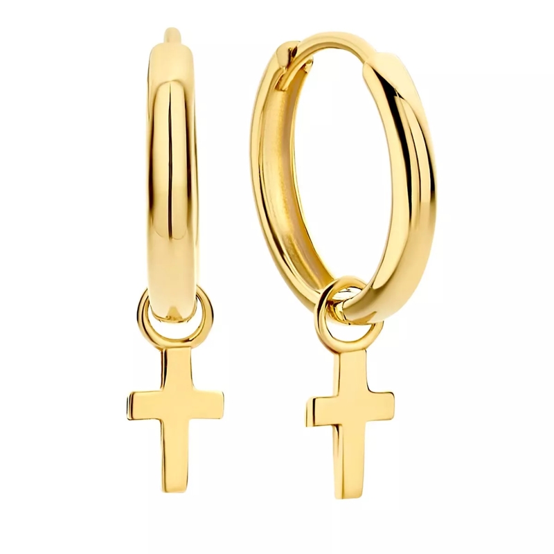 Isabel Bernard Créoles Monceau Solange 14 karat hoop earrings with cross Gold