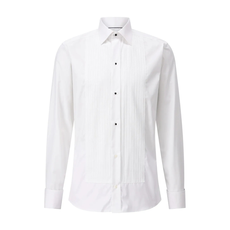 Eton Polo Slim-Fit Twillhemd mit Plissee-Detail Weiß