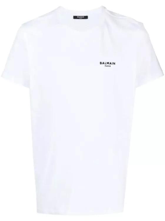 Balmain - Logo-Print White Cotton T-Shirt From - Größe L - weiß