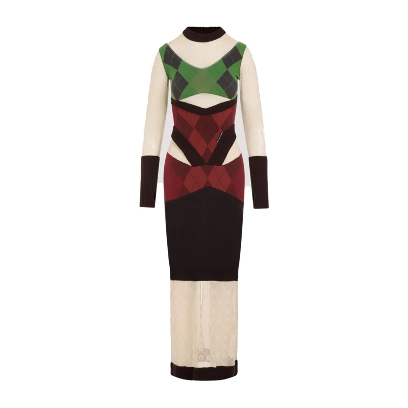 Marine Serre  Regenerated Lozenge Knit Fitted Multicolor Cotton  Multicolor