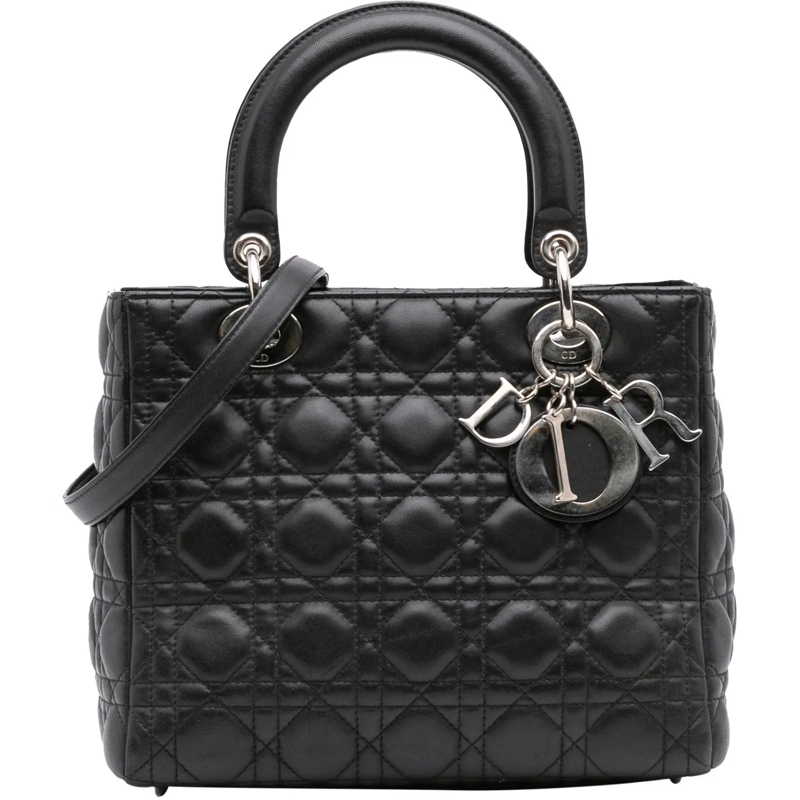Christian Dior Schultertasche Medium Lambskin Cannage Lady Dior schwarz