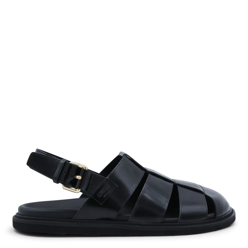 Moschino Mocassin Black Sandals With Secure Strap Black
