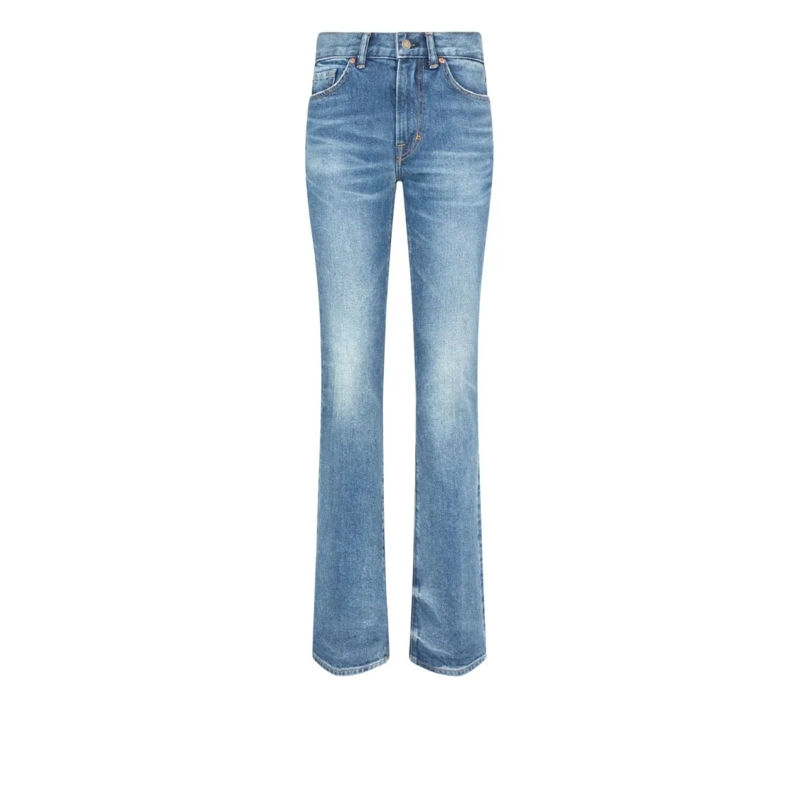 Tom Ford Jeans Flared Denim Jeans With Stonewashed Finish Blue