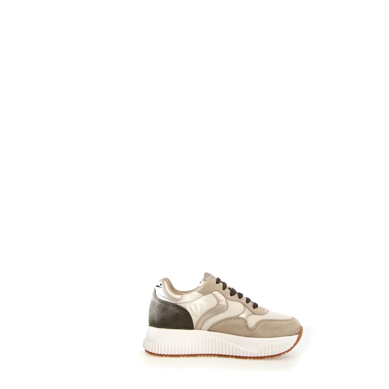 Voile Blanche Low-Top-Sneaker Luxurious Leather And Suede Sneakers With Gold Acc Neutrals