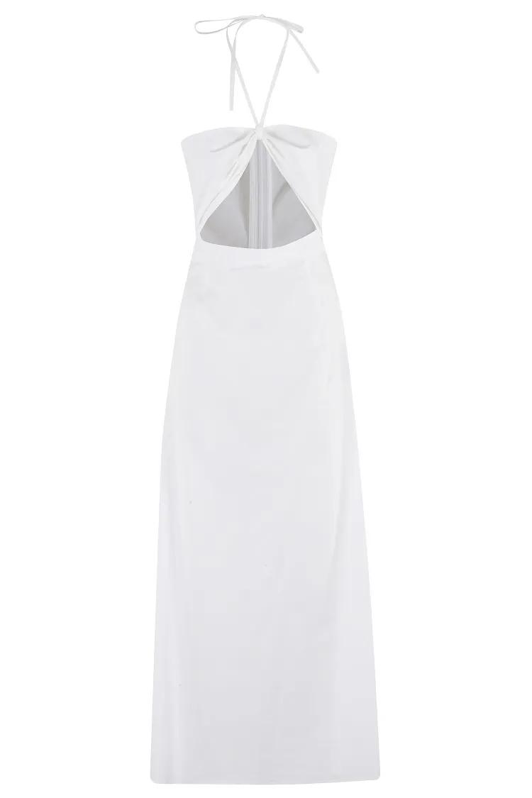 Thumbnail - Federica Tosi - Cut-Out Cotton Top With Halter Neck Design - Größe 42 - weiß
