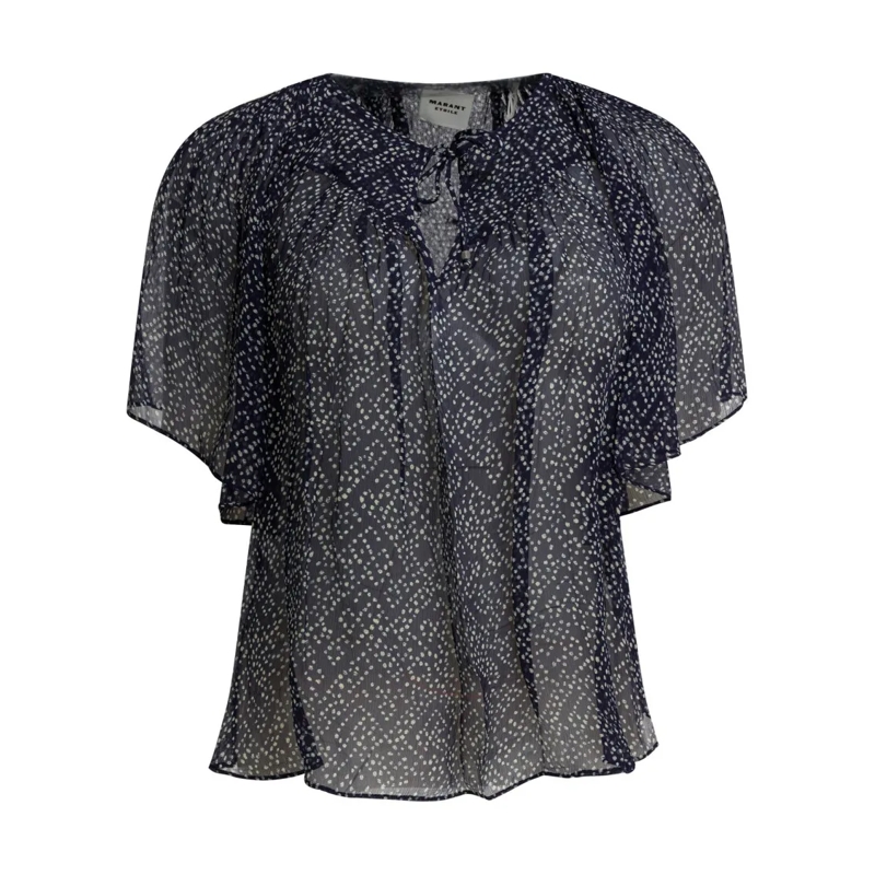Etoile Isabel Marant Blouse Lightweight Sheer Blouse With Flutter Sleeves Black