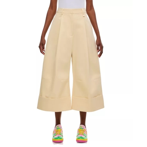 Simone Rocha Wide Leg Trousers W/ Cuff Neutrals 