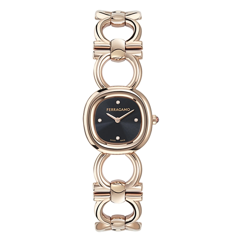 Salvatore Ferragamo Quarzuhr Analoge Quarzuhr Za-Double Gancini Jewel-F rosa