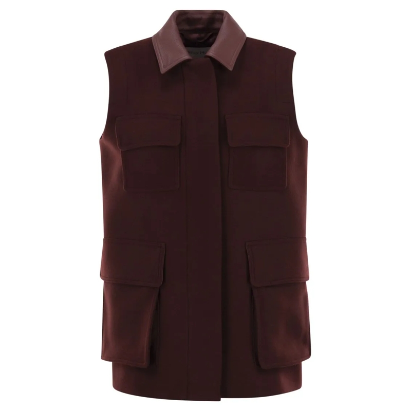 Max Mara  Aeroso1234 Long Waistcoat In Wool, Alpaca And Cash Burgundy