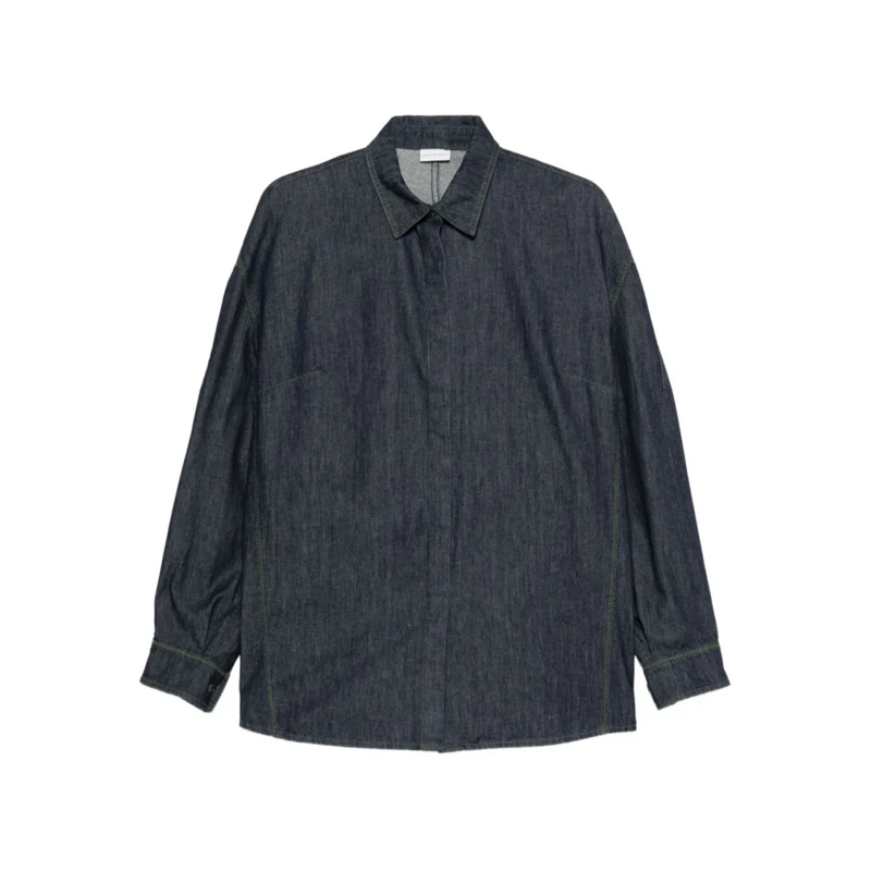 Dries Van Noten Hemd Denim Long-Sleeved Shirt With Classic Collar Blue