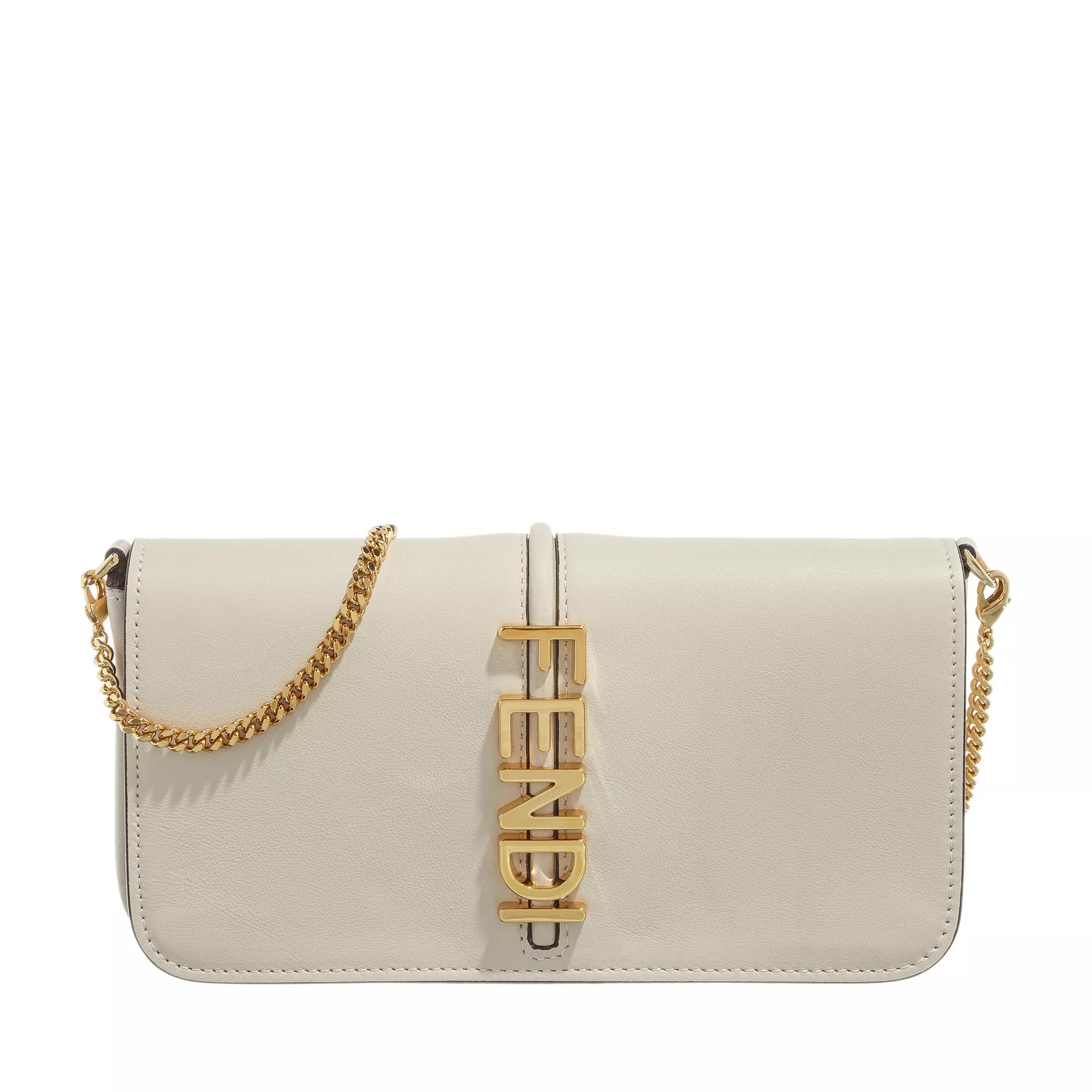 Fendi Fendigraphy Wallet on Chain White Portemonnee Aan Een Ketting