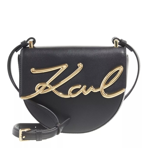 Karl Lagerfeld Signature Sm Saddle Bag Black/Gold Saddle Bag