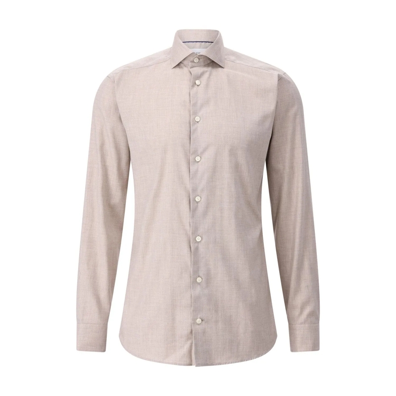 Eton Chemise Slim-Fit Flanellhemd aus Baumwolle Beige