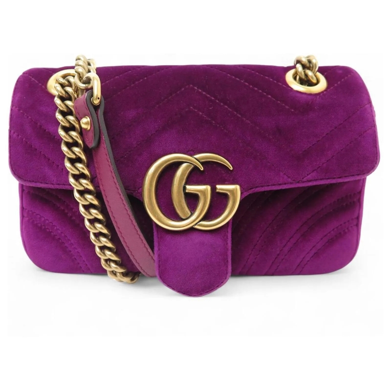 Gucci Crossbody Bag GUCCI MARMONT PM 446744 HANDTASCHE AUS VIOLETTEM S lila