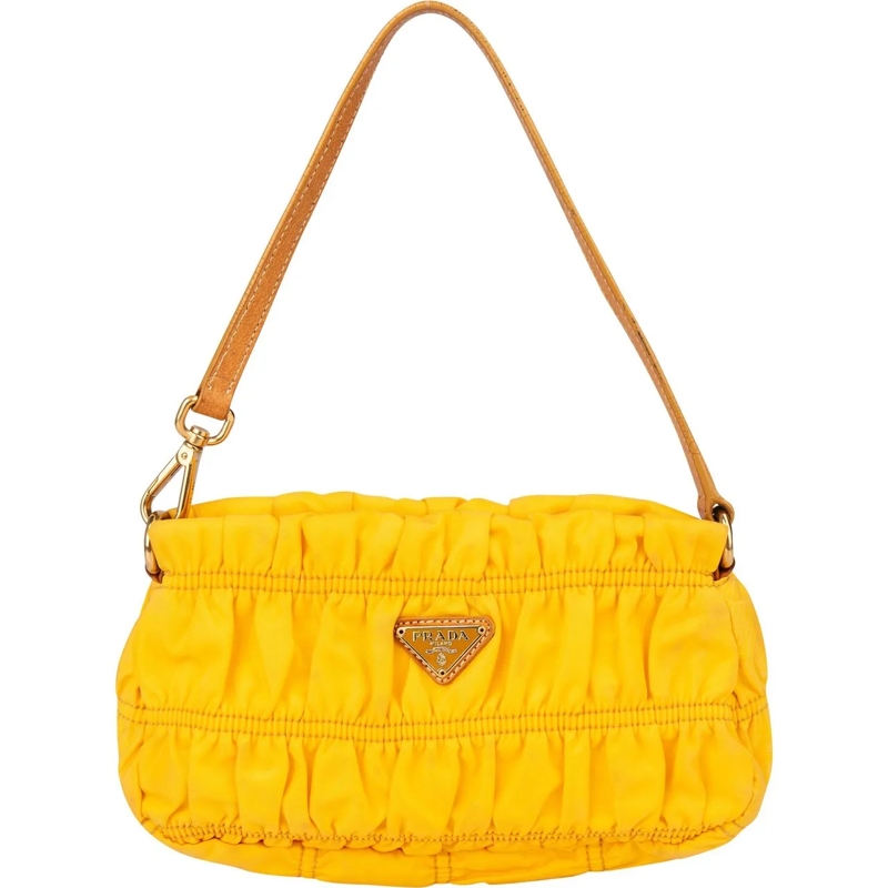 Prada Schultertasche Prada Yellow Nylon Triangle Handbag gelb