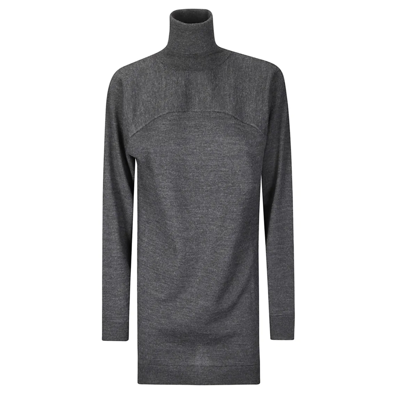 MM6 Maison Margiela Mini-jurk Chic Mini Dress With High Turtleneck Grey
