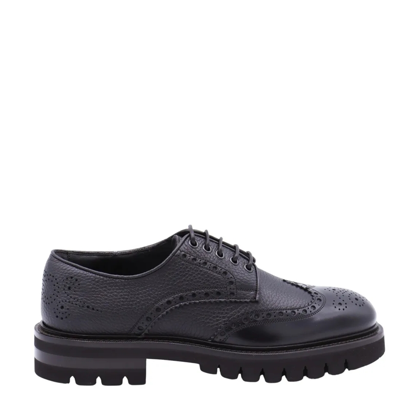 Salvatore Ferragamo Chaussures à lacets Classic Wingtip Brogue Lace-Up Shoes Black