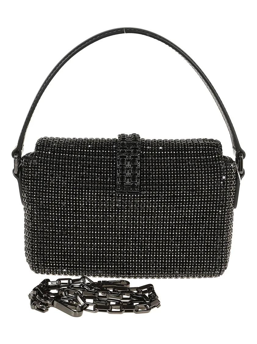 Self-portrait Crossbody bags Multi Rhinestone Knitted Micro Bag in zwart