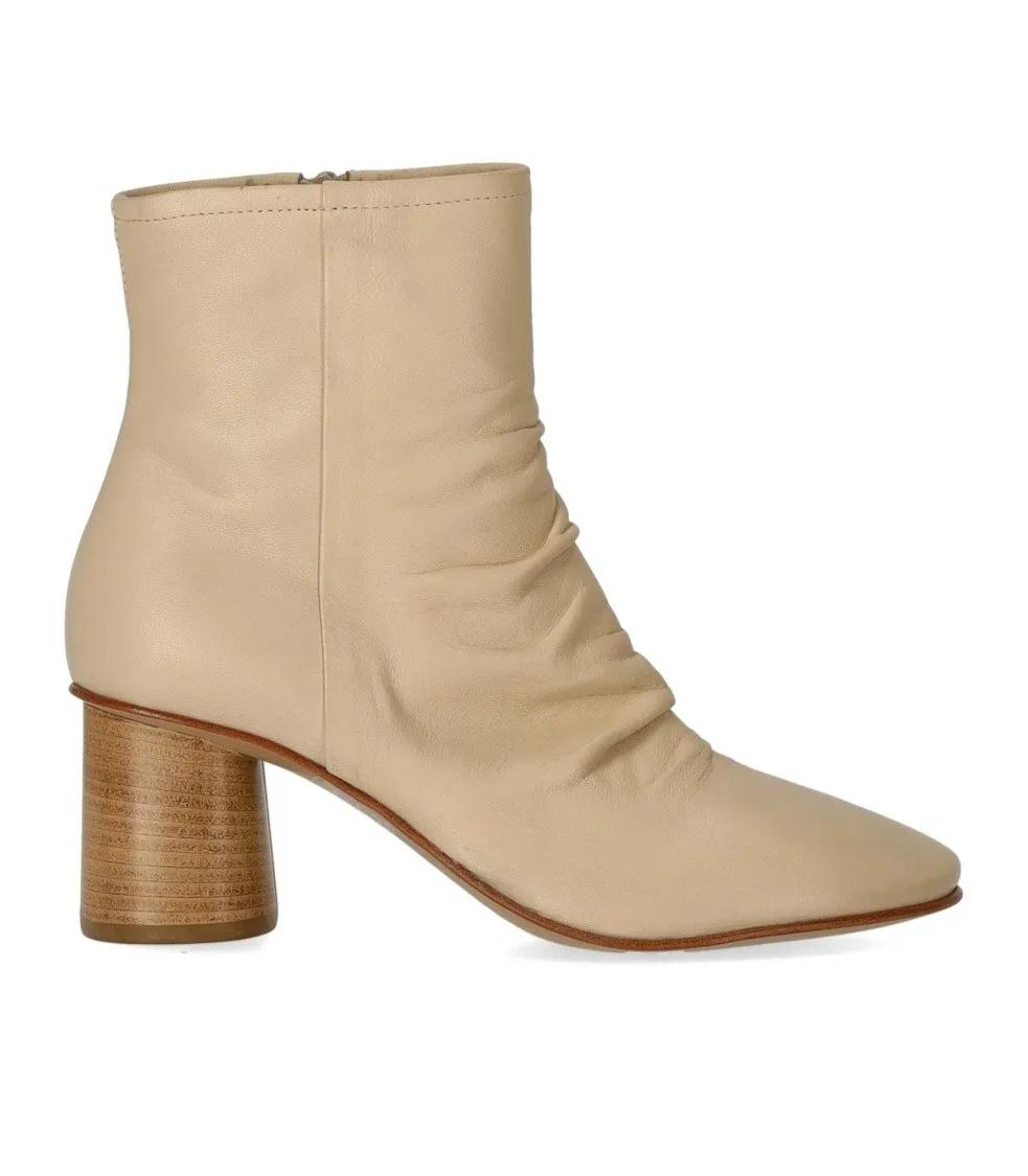 Elena Iachi Vrouw Beige Boots - Charme Ecrú Heeled Ankle Boot In Maat 38 (Eu)