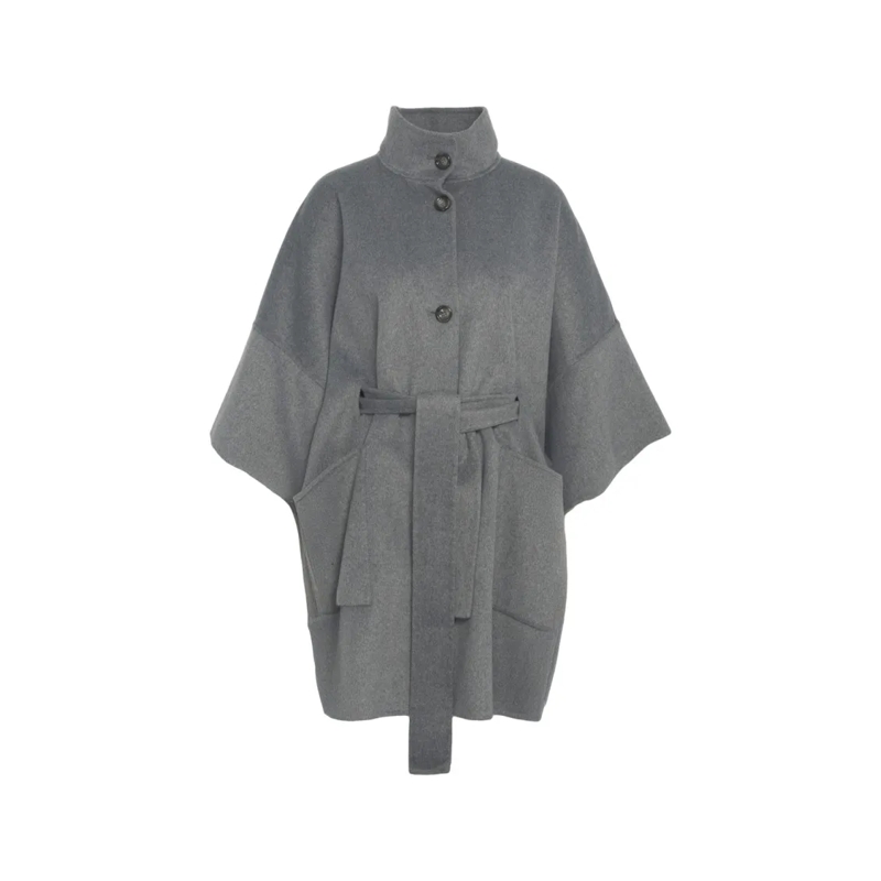 LIU JO Overgangsmantel Gray Wool Coat With Waist Belt Grey