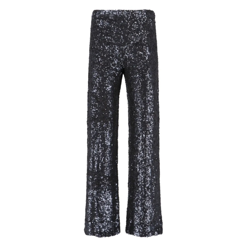 P.A.R.O.S.H.  Straight-Leg Trousers With Sequined Surface Grey