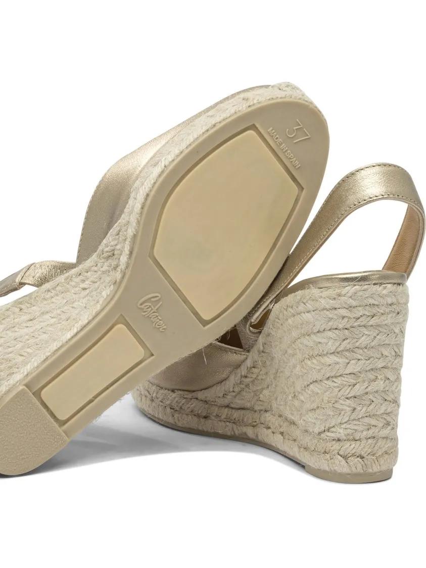 Thumbnail - Castaner Sandalen - Metallic Leather Espadrilles With Braided Jute Wed - Gr. 37 (EU) - in Beige - für Damen
