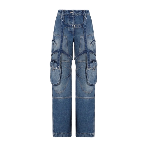 Off-White Jeans Vintage Blue Cotton Cargo Over Pants Blue