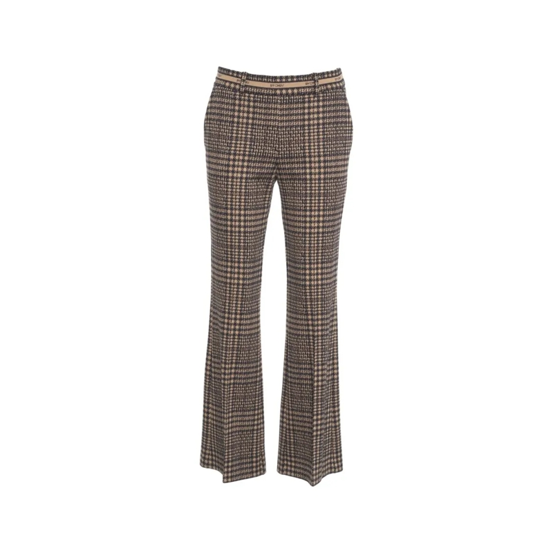 Cambio  Flared Houndstooth Trousers With Tailored Fit Grey