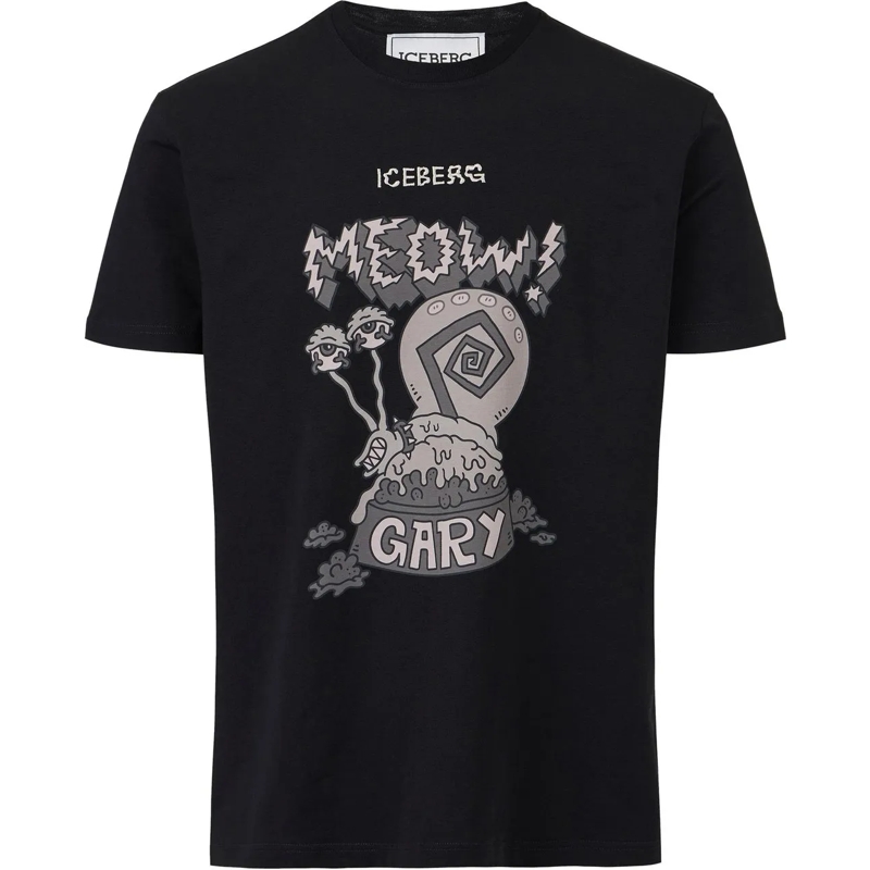 Iceberg T-Shirt Black regular-fit sustainable stretch jersey T-shi schwarz