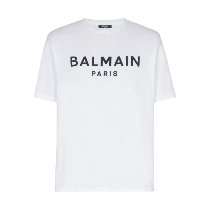 Tシャツ・カットソー Balmain Crew Neck T-Shirt With Bold Lettering And Straight Balmain Crew Neck T-Shirt With Bold Lettering And Straight