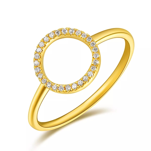 Leaf Ring Circle Brilliant Gold Bague diamant