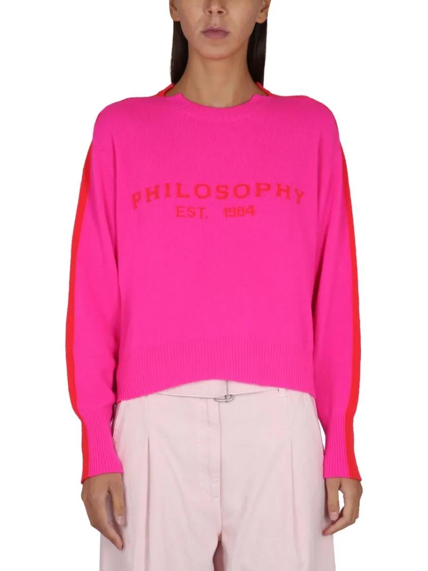 Thumbnail - Philosophy Di Lorenzo Serafini - Cropped Wool And Cashmere Sweater - Größe 40 - pink