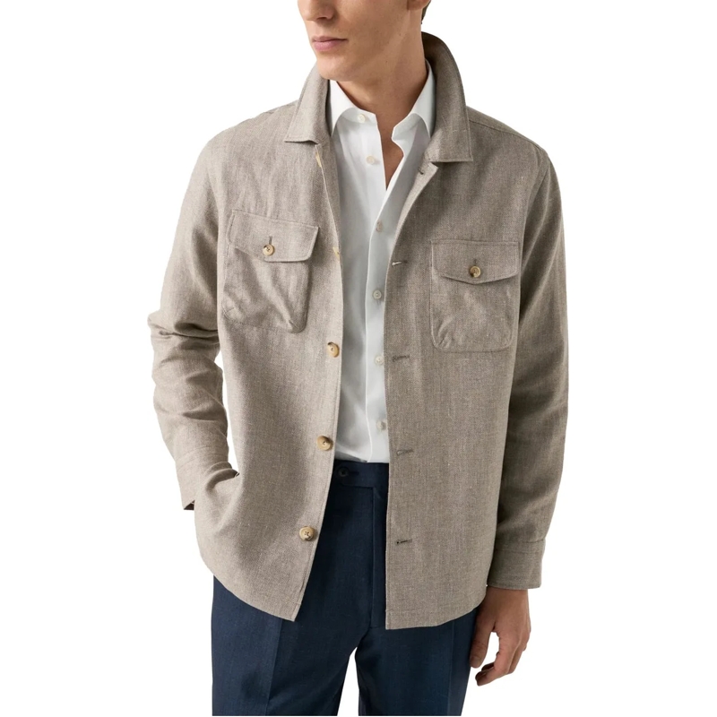 Eton Weste Eton Four Pocket Linen Lyocell Shirt Jacket Oversh beige(Image 2)
