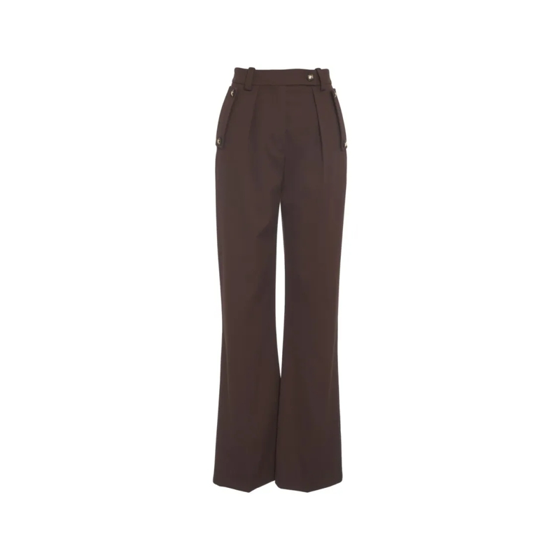 Elisabetta Franchi  Pleated Palazzo Pants Brown
