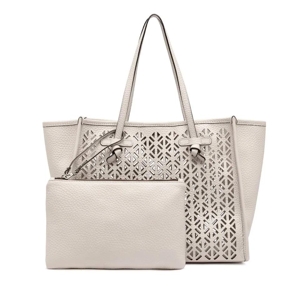 Gianni Chiarini Shoppers & Totes Marcella Perforated Double Bubble Leather Shoulder in beige
